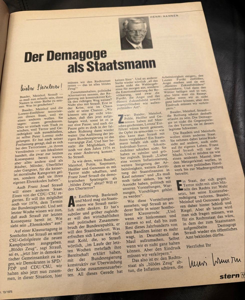 Zeitschriften & Magazine: STERN-20.03.1975/Akte Strauss/Kuba – Gebraucht aus hunzenschwil von Oldipark 2
