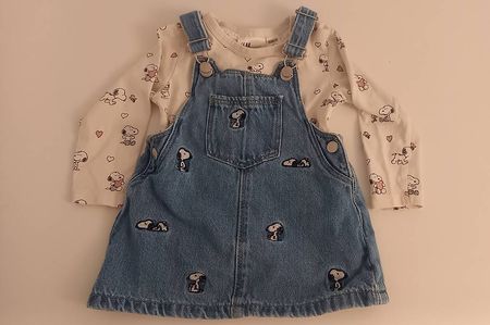 Jeans Latzkleid 'Peanuts' mit Langarmshirt