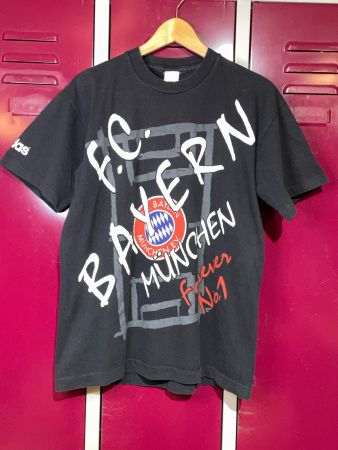 VINTAGE ADIDAS FC BAYERN MUNCHEN FOOTBALL T-SHIRT SZ: M