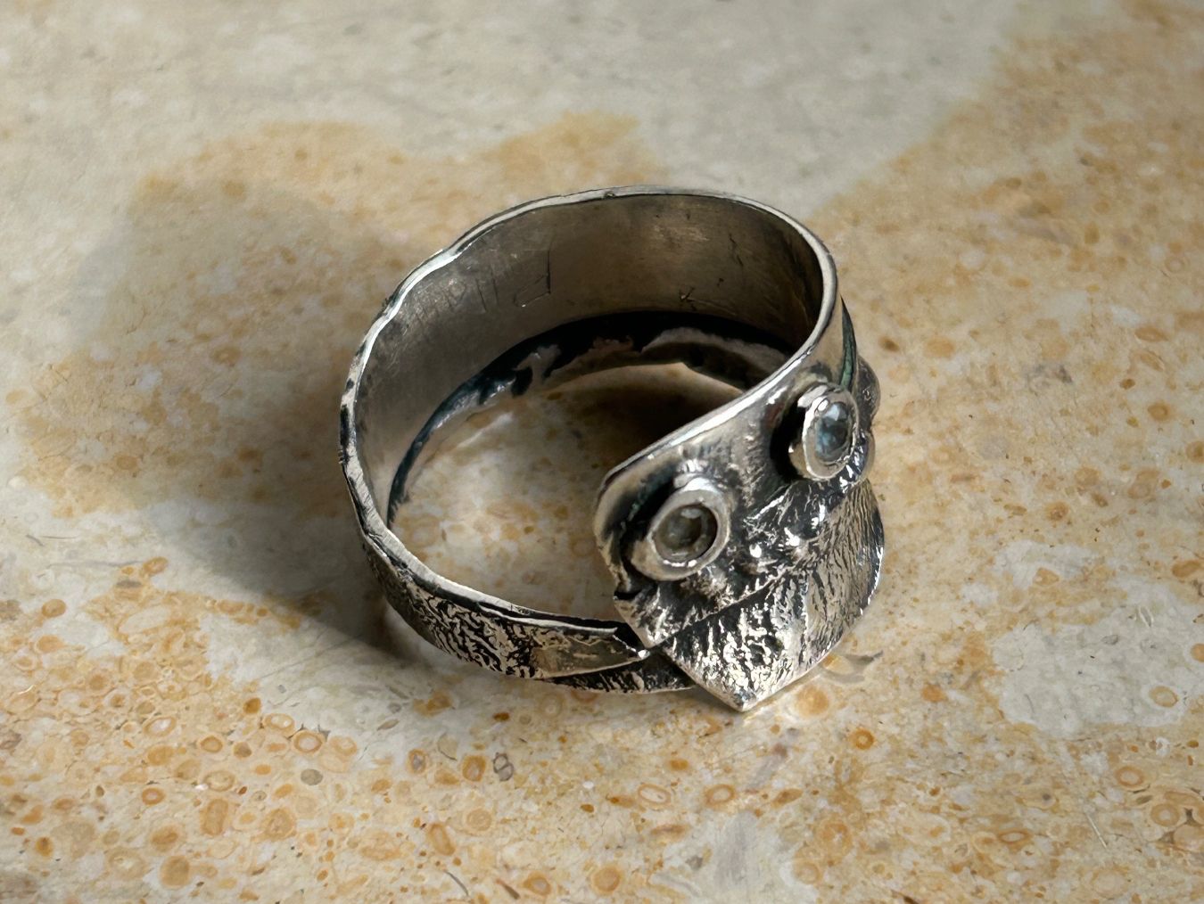 Ringe: Silberring DESIGNER hellblaue Steinli (63) – Gebraucht aus Dittingen von Bijoubelle 1