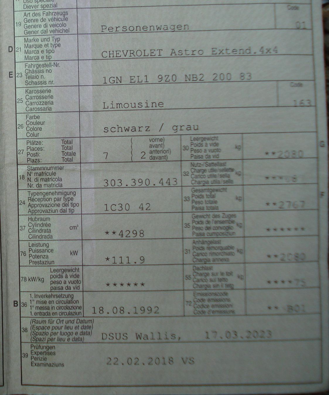 Chevrolet Autos: Chevrolet Astro Extended 4x4 – D'occasion à Seewen par ann_2dlm 7