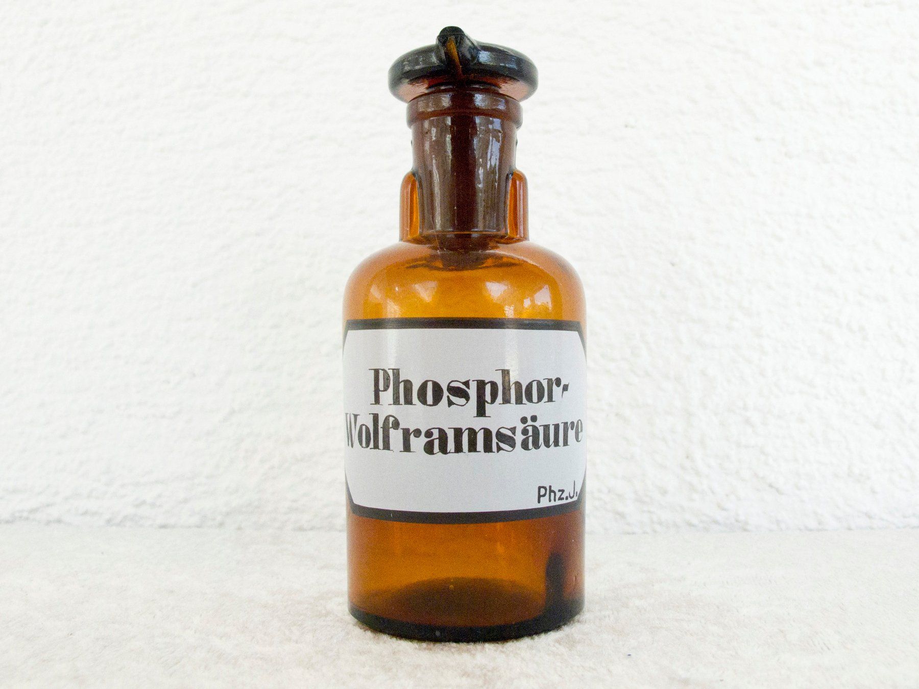 Accessori da laboratorio: APOTHEKER FLASCHE PHOSPHOR WOLFRAMSÄURE Vintage 1910 – Usato da Blauen venduto da wosonst 1