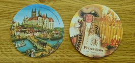 4 Bierdeckel aus Dresden: Meissner Schwerter und PulverTurm