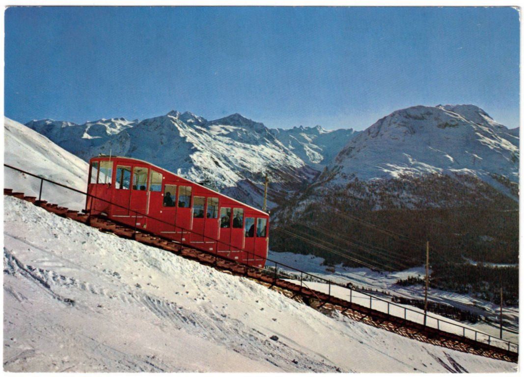 Ansichtskarten: St. Moritz - Standseilbahn Muottas Muragl – Gebraucht aus Binningen von Mountainrider