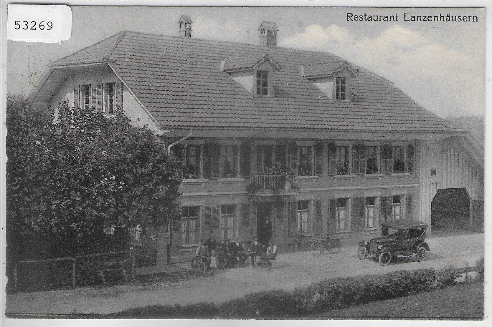 Cartoline postali: Restaurant Lanzenhäusern - animee belebt - Auto – Usato da Ettingen venduto da Kartenplanet
