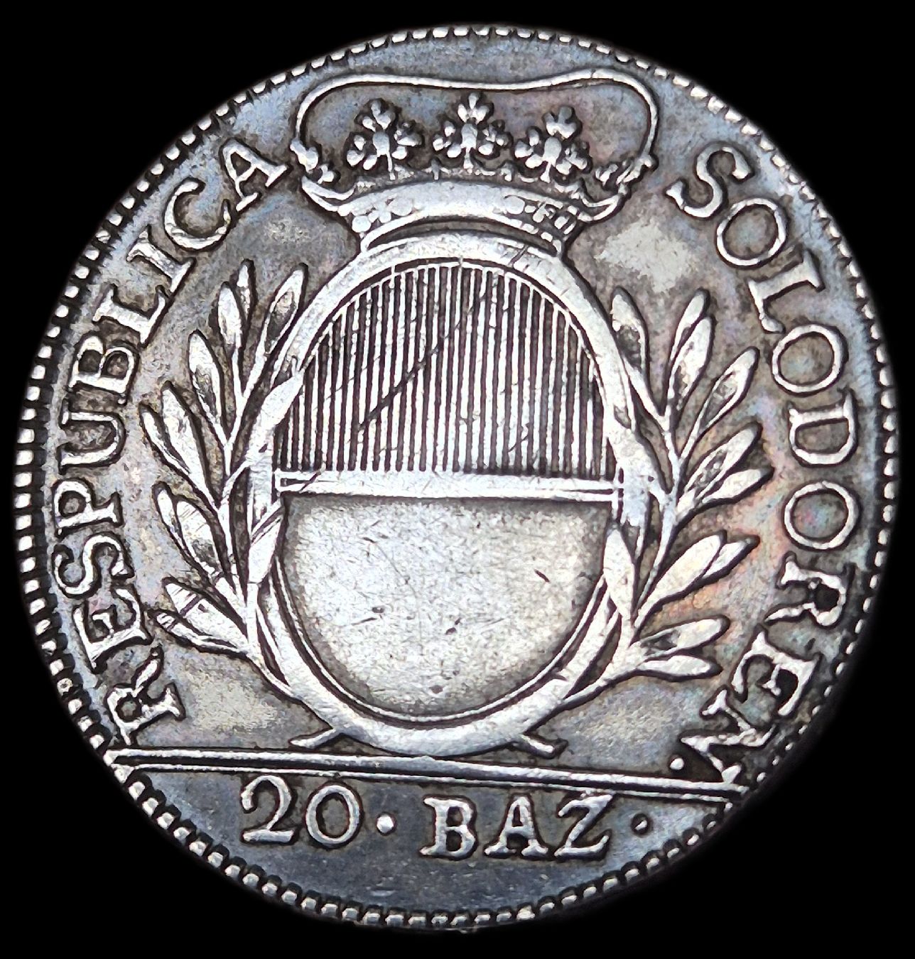 Alle Münzen: Silber 20 Batzen Solothurn 1795 Rar – Gebraucht aus Grenchen von Eidgenossen_Taler 2