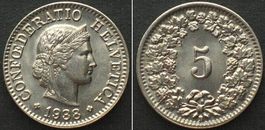 SCHWEIZ 5 Rappen 1938 Nickel FDC, PRACHTSTÜCK! stgl