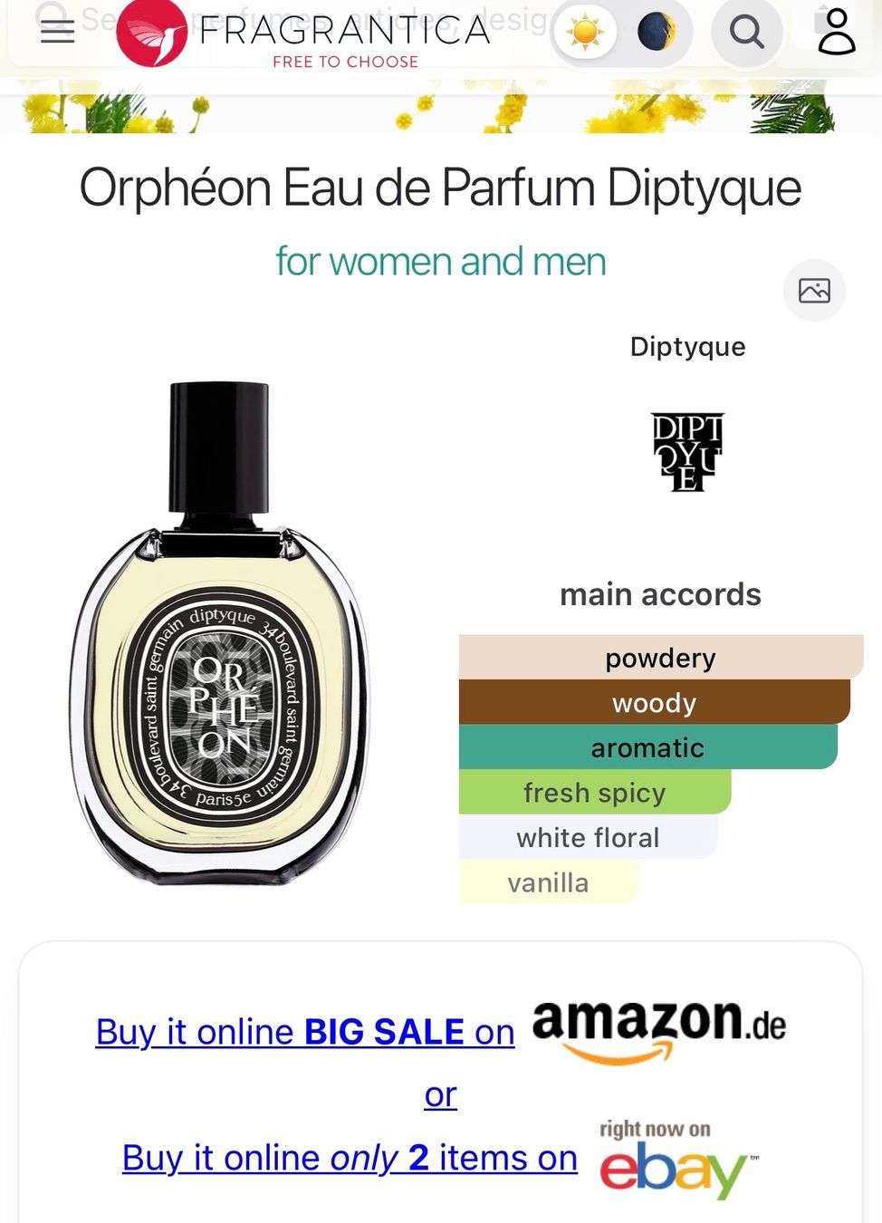 Diptyque Profumi & Eau de Toilette: Diptyque Orphéon EDP Duftprobe 2ML – Usato da Zürich venduto da deruja 3