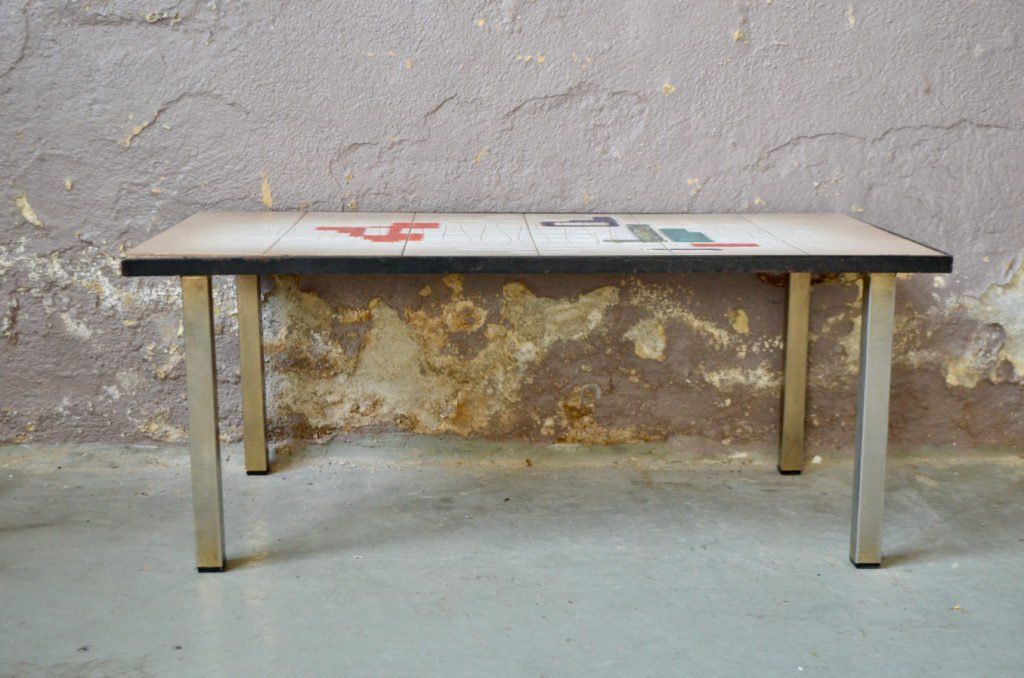 Tavoli: Table basse en céramique au décor abstrait multicolore – Usato da COLMAR venduto da Sophiebellelurette 8