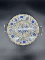 Vintage Round Serving Tray with Handles - Zwiebel Muster