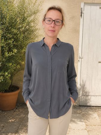 COS | chemise longue gris anthracite soie oversize | L femme