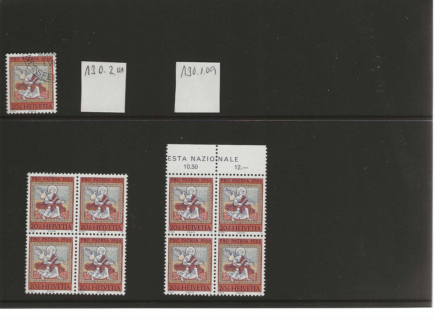 Tutti i francobolli: timbre B130 Pro Patria 1966 avec variété – Usato da Sorvilier venduto da carose01