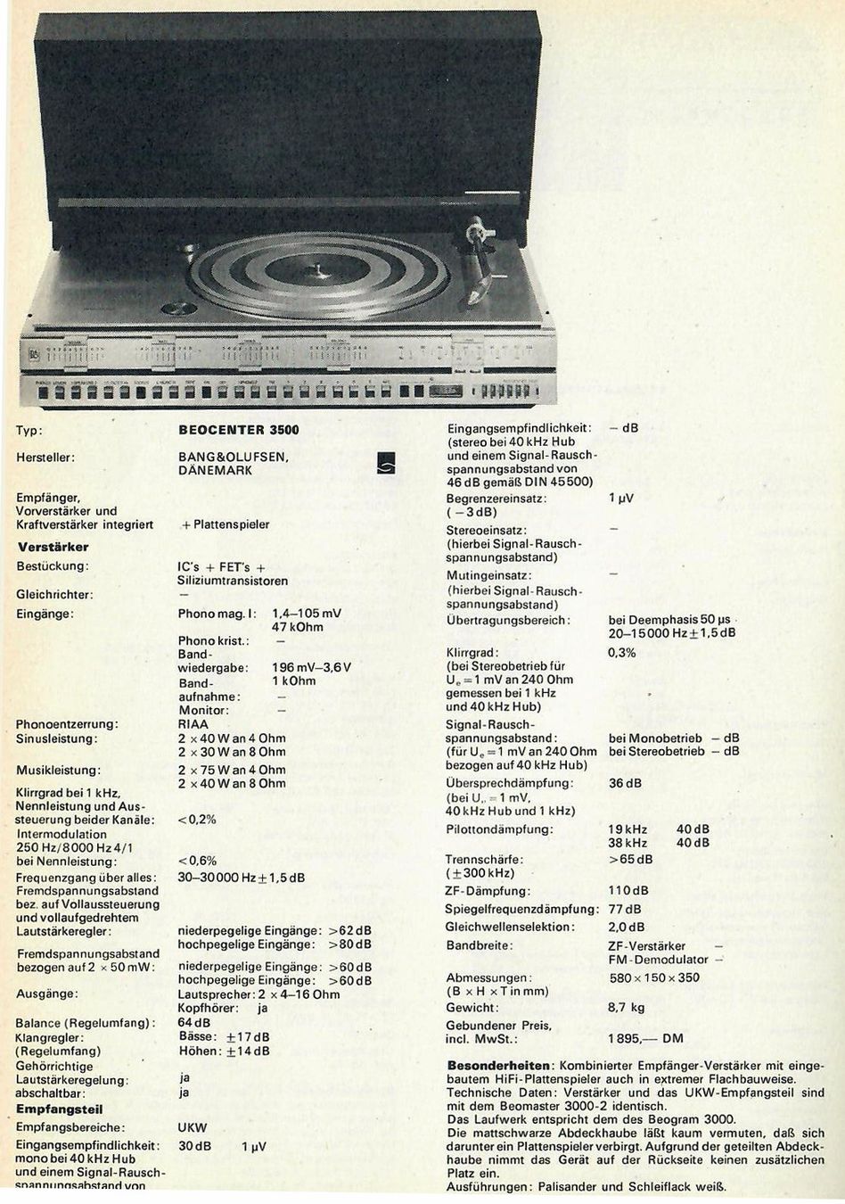 Bang & Olufsen Tourne-disques: B&O Beocenter 3500 – Défectueux à Schöfflisdorf par Silvervintage.CH 9