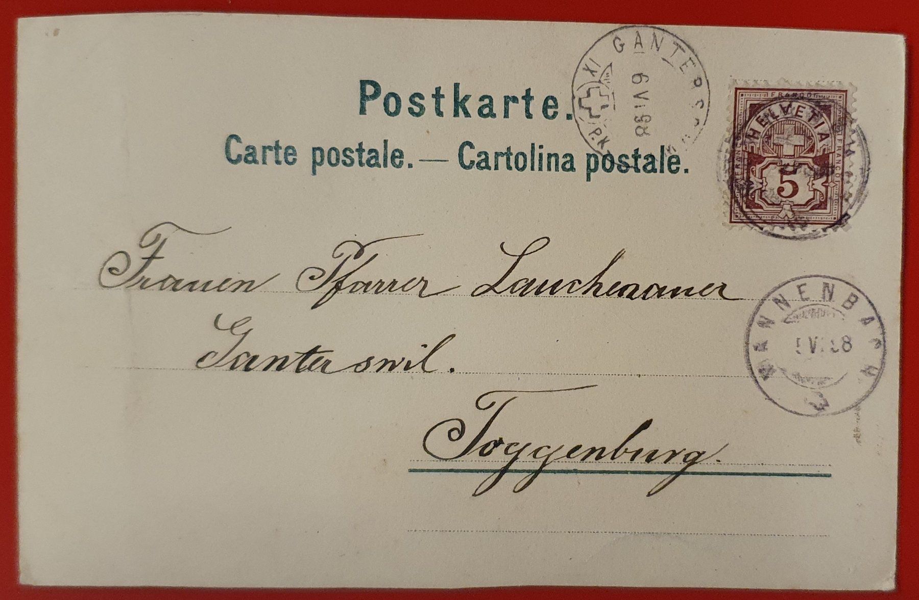 Cartoline postali: Gruss aus Mannenbach 1898 – Usato da Kreuzlingen venduto da Rschweiz1 1