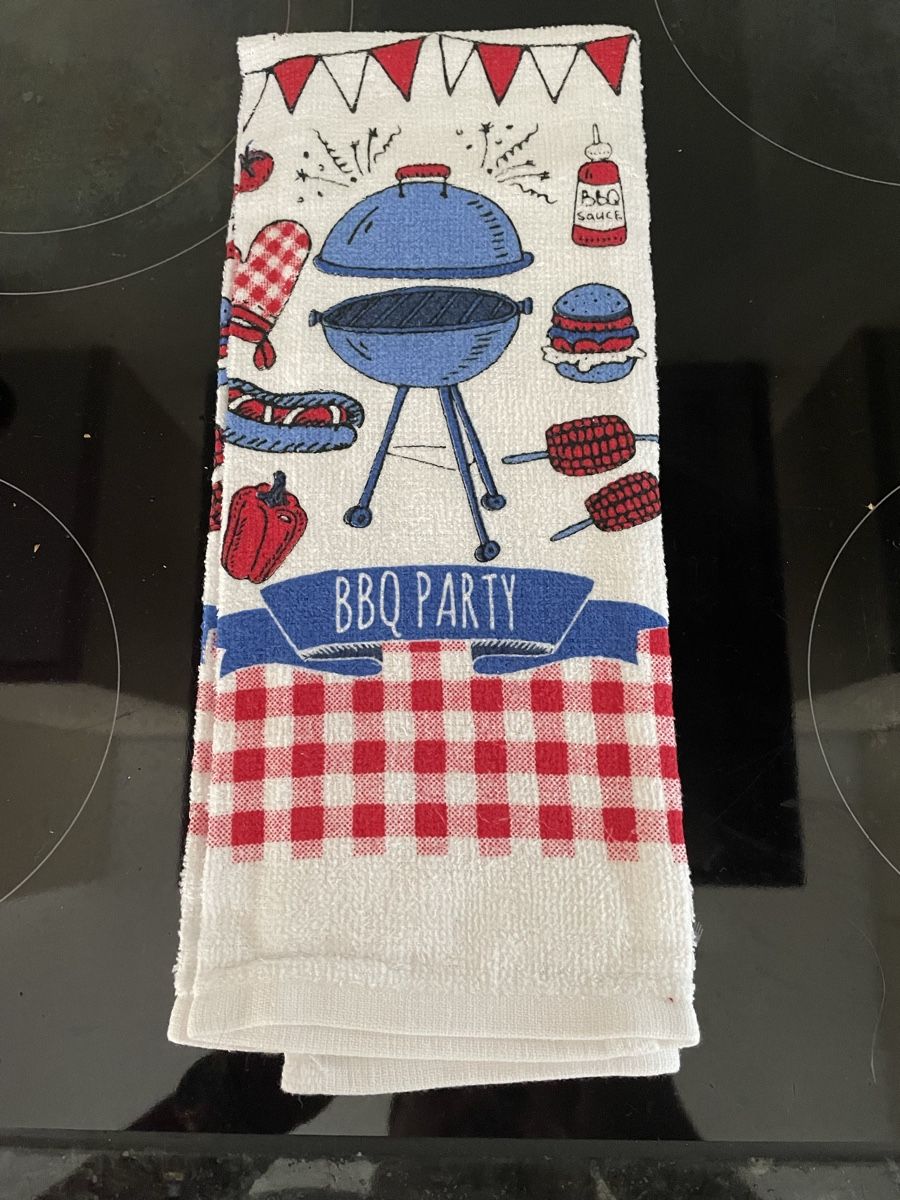 Strofinacci: BBQ Party Kitchen Towel - Summer Grilling Fun Design – Nuovo e nell'imballaggio originale da Buttikon SZ venduto da trzurigo