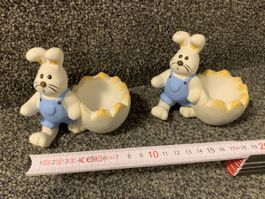 2 schöne Osterhasen Eierbecher Keramik - 🐣Ki20