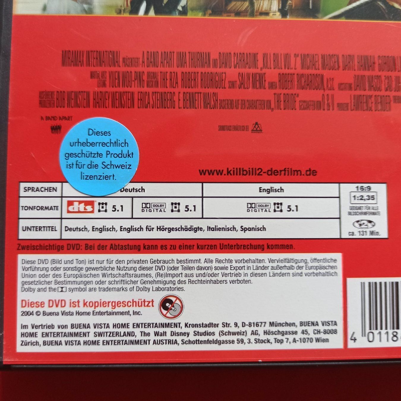 Alle DVDs: Kill Bill: Volume 2 – Gebraucht aus Dübendorf von kb86_MOVIE 2