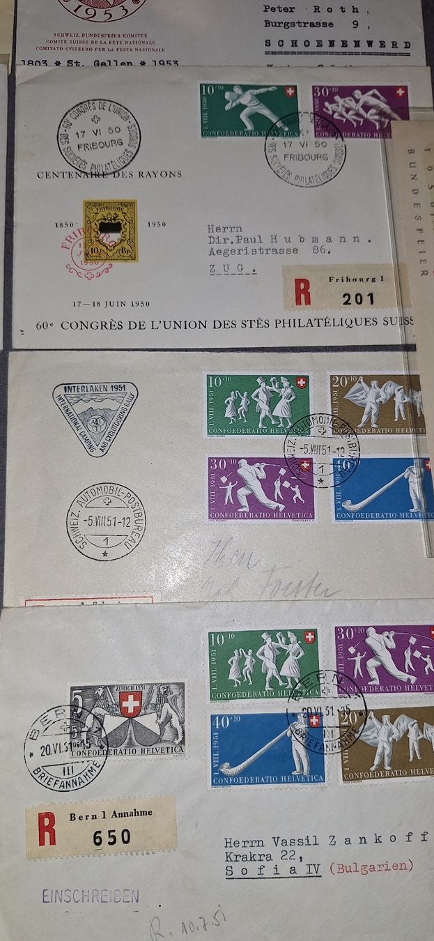 Tutti i francobolli: 13 div. Briefe Pro Patria  – Usato da Balgach venduto da SIMEON27 3