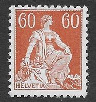 1933: Helvetia mit Schwert 60 Rp. Nr.140z (Geriffelt ) **