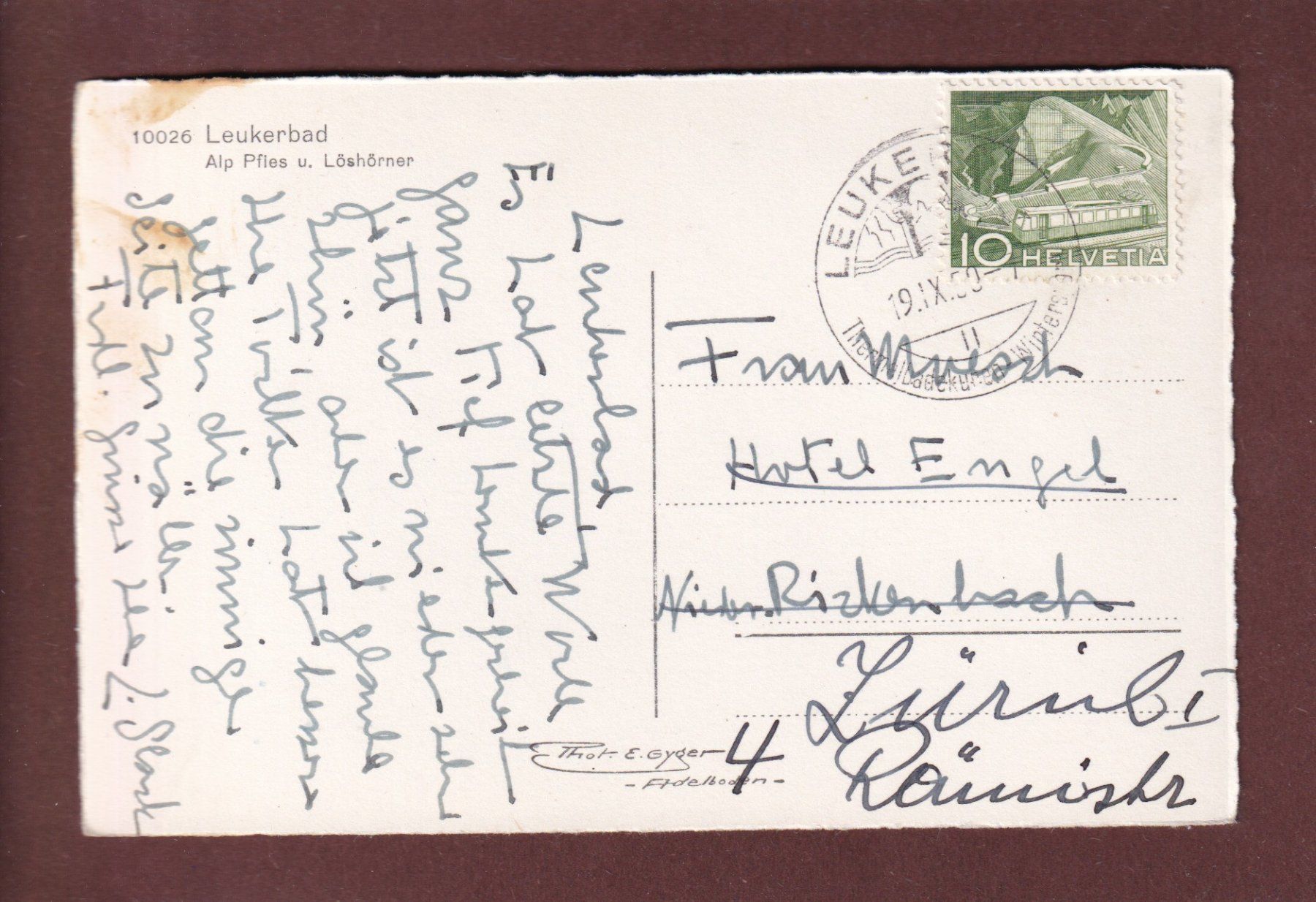 Cartoline postali: LEUKERBAD - Alp Pfies - 1950 – Usato da Pully venduto da nicecards 1