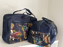 Reisetaschen Set Dunkelblau mit Muster