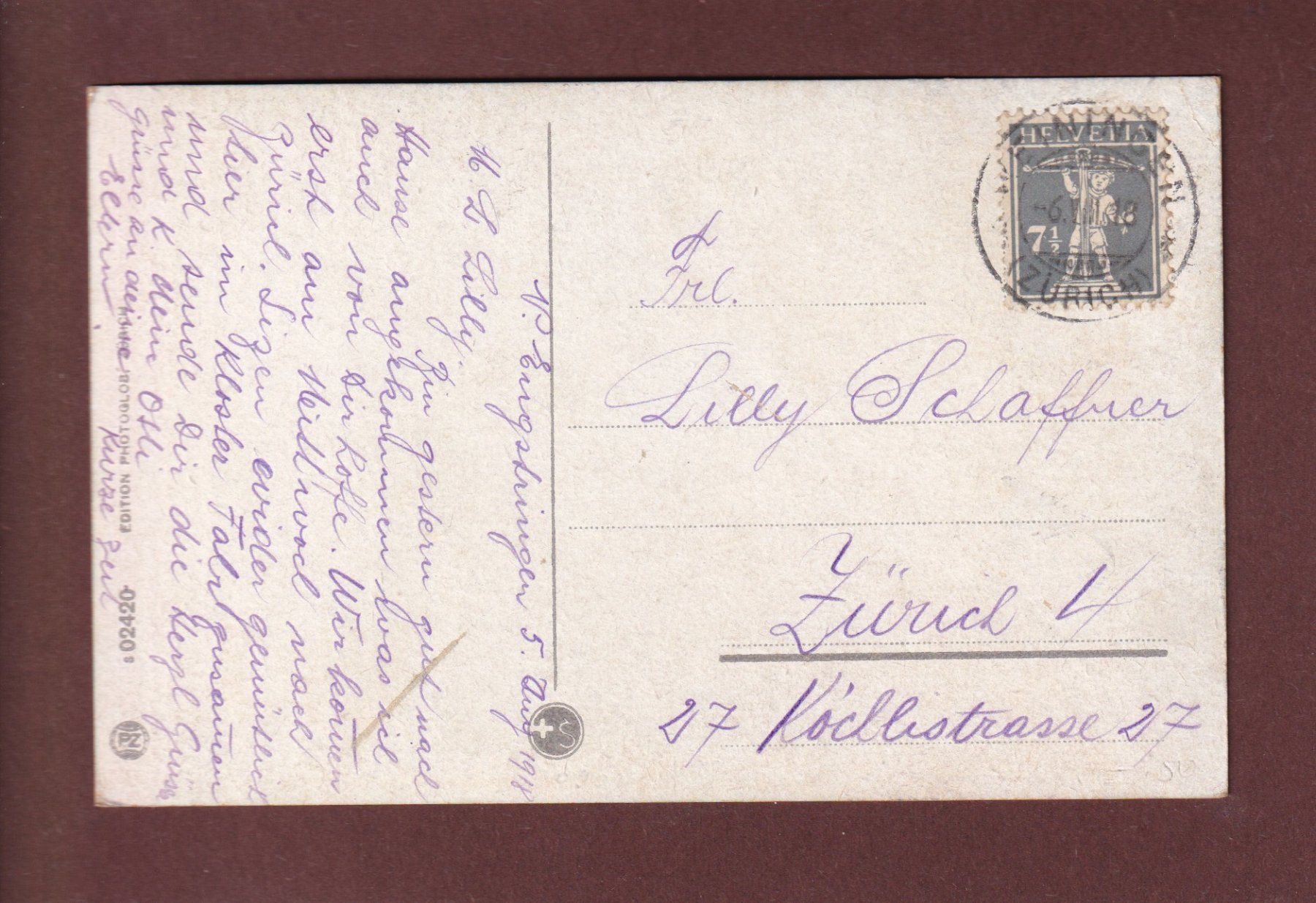 Cartoline postali: KLOSTER FAHR - 1918 //Eckbug // – Usato da Pully venduto da nicecards-shop 1