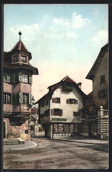 Cartoline postali: Luzern, Strassenpartie mit Cigarren Hand – Usato da Berlin venduto da bartko-reher