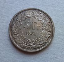 ++ 5.- Franken 1851,  gute Erhaltung