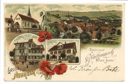 Gruss aus Neuheim (ZG) Neujahr - Gasthaus Ochsen  Litho 1900