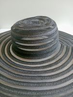Damen Sonnenhut Breitkrempig Schwarz Gestreift Gr. 57