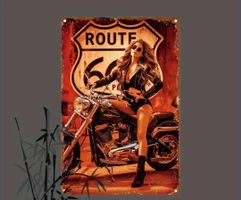 Metallschild Route 66 / Bike / Vintage 30cm × 20cm / Bild