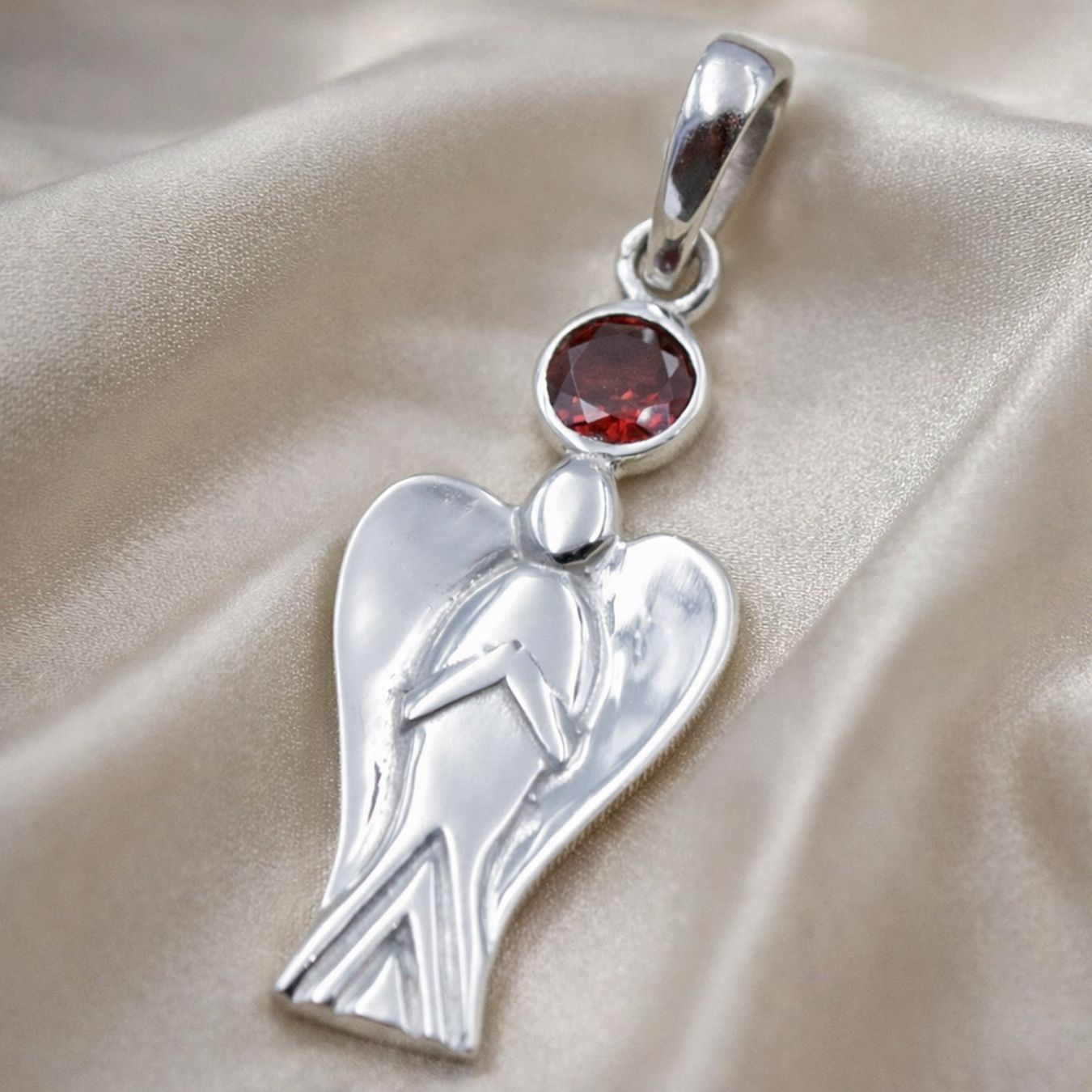 Ciondoli: Engel Granat Anhänger Silber 925 Schutzengel  L Rot – Nuovo e nell'imballaggio originale da Bad Salzdetfurth venduto da Weltenbummler-Shop