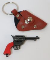 Vintage Schlüsselanhänger Pistole Revolver  mit Holster