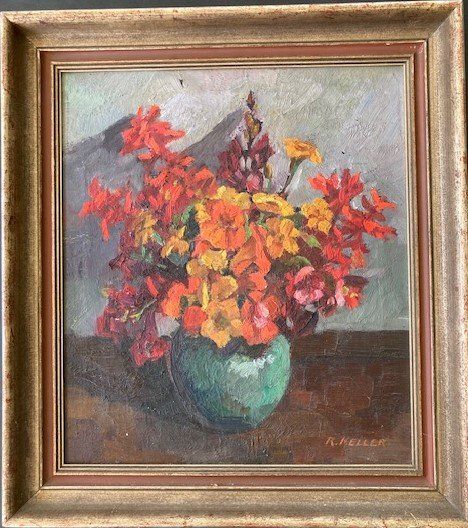 Dipinti: Keller R., Gartenblumenstrauss in Vase – Usato da Frauenfeld venduto da picowalo