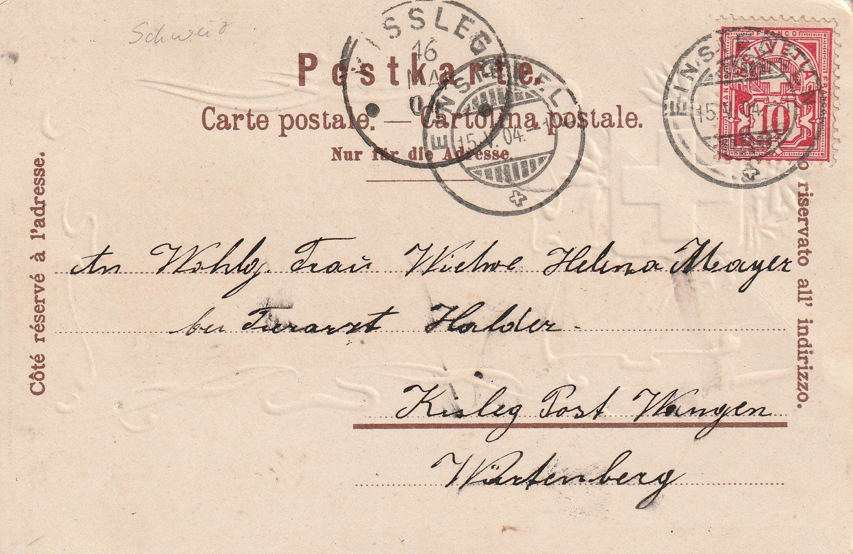 Cartes postales: Kt.Schwyz-Einsiedeln-Präge Litho 1904 – D'occasion à uttwil par Koehlerfred 1