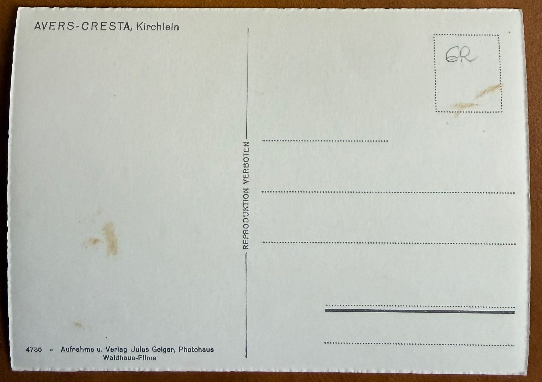 Cartoline postali: Avers - Cresta - Kirchlein - AK – Usato da Lutry venduto da Ediego 1