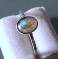 TARA STYLE rhodinierter Silber 925 Fingerring mit Labradorit