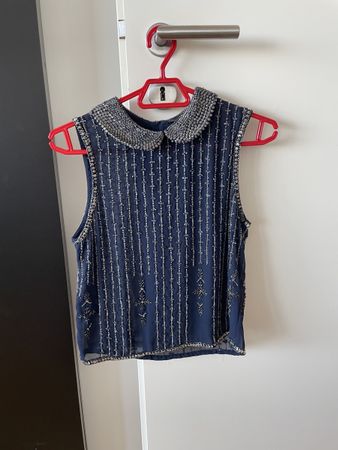 Zara Woman top beaded navy blue size XS