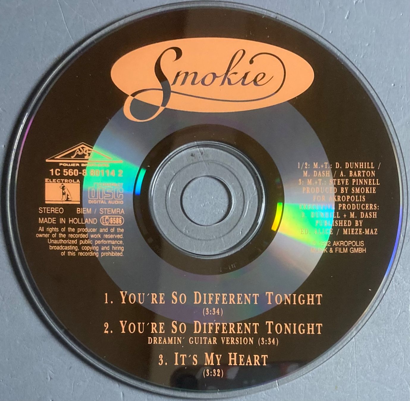 CD: SMOKIE - YOU'RE SO DIFFERENT TONIGHT – Usato da Poliez-Pittet venduto da Newtown-Records 1