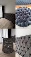 Schlafzimmer Set (Bett, Hocker, Vorhänge, Korb)