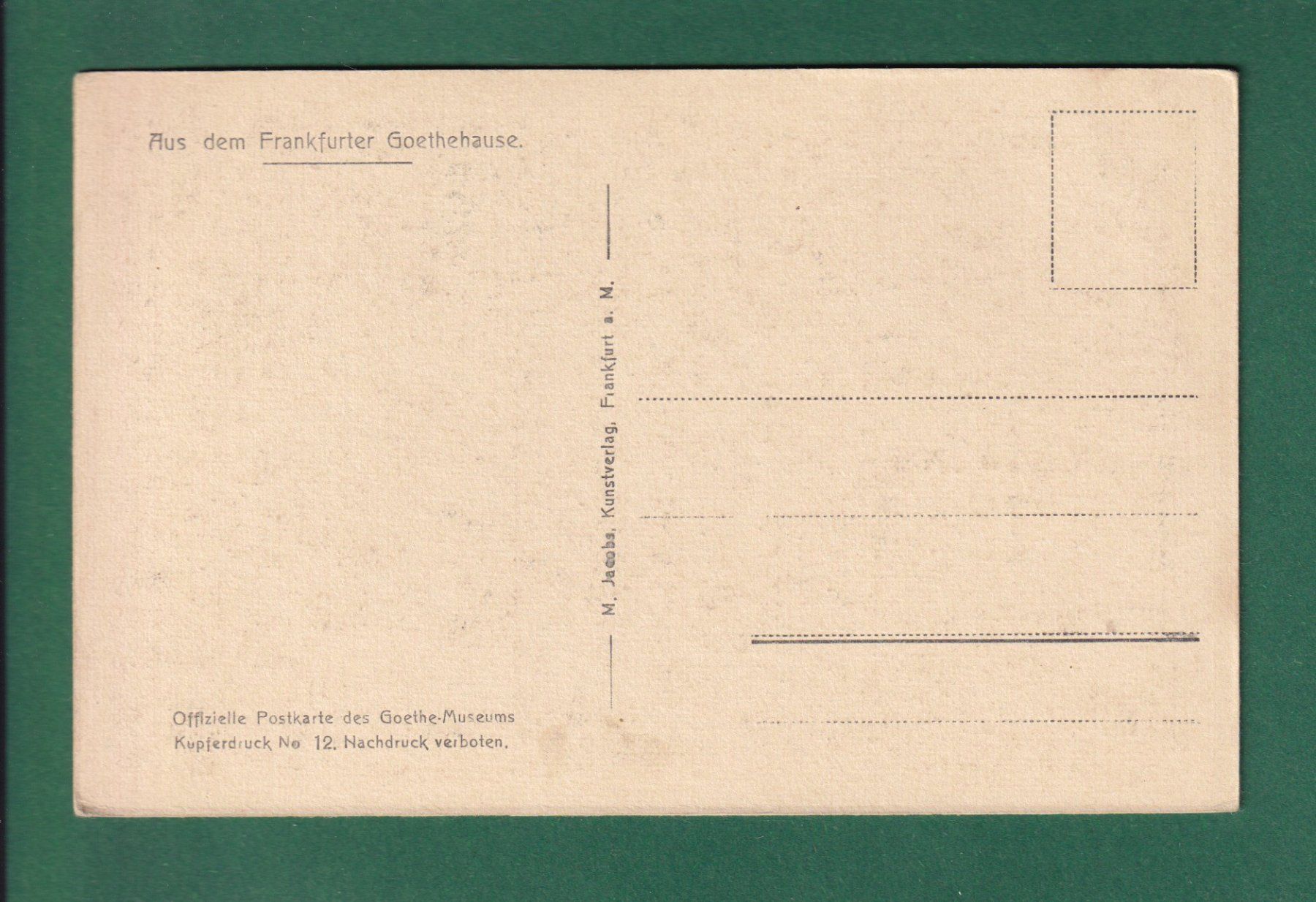 Cartoline postali: FRANKFURT - Göthes Arbeitszimmer – Usato da Pully venduto da nicecards-shop 1