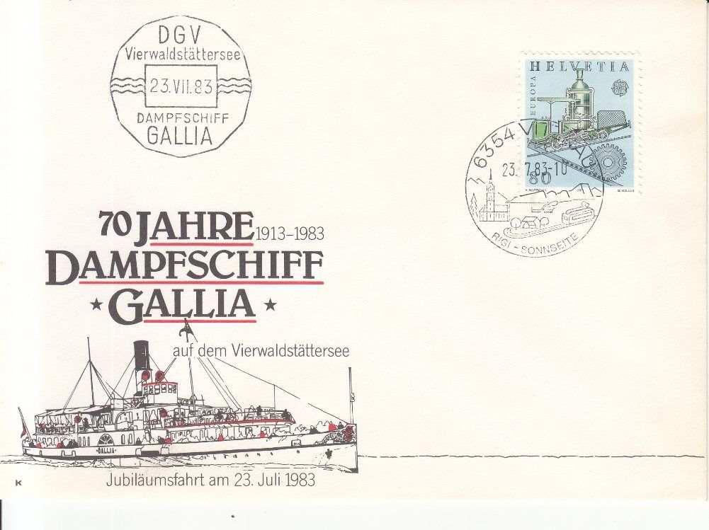 Alle Briefmarken: 70 Jahre Dampfschiff Gallia 1983 – Gebraucht aus Bürglen TG von StampGraf