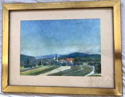 Aquarell - Hügellandschaft - monogrammiert R.W. (1944)
