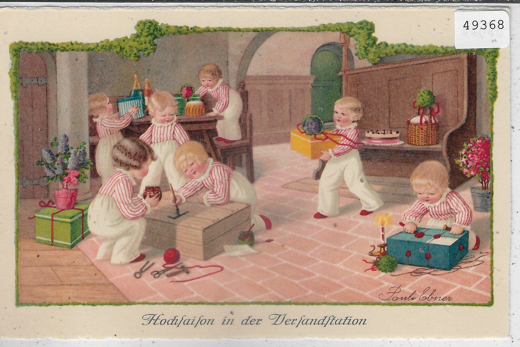 Cartoline postali: Pauli Ebner - Hochsaison in der Versandstation – Usato da Ettingen venduto da Kartenplanet