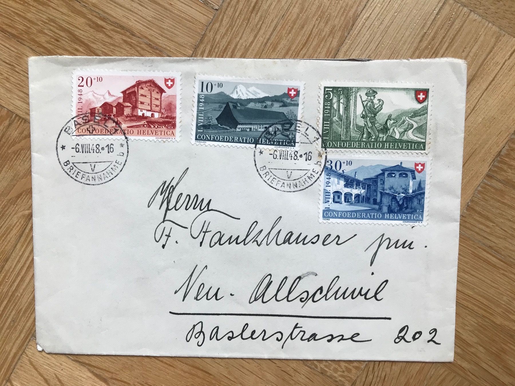 Tutti i francobolli: 1948 Pro Patria. Ganzer Satz auf Couvert – Usato da stäfa venduto da brandy66