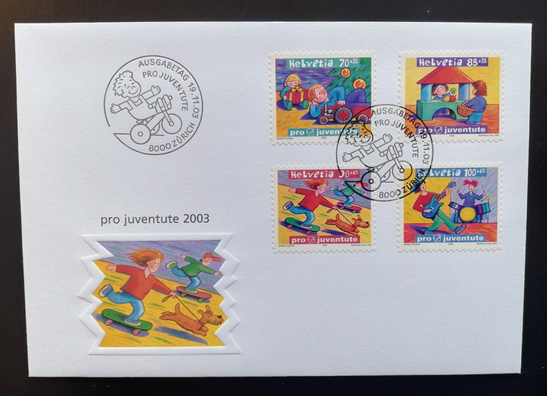 Tutti i francobolli: Schweiz FDC Pro Juventute 2003 Kindermarken I – Usato da Gümligen venduto da Fairseriver