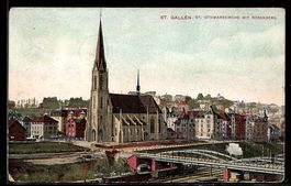 AK St. Gallen, Rosenberg, St. Otmarskirche mit Rosenberg