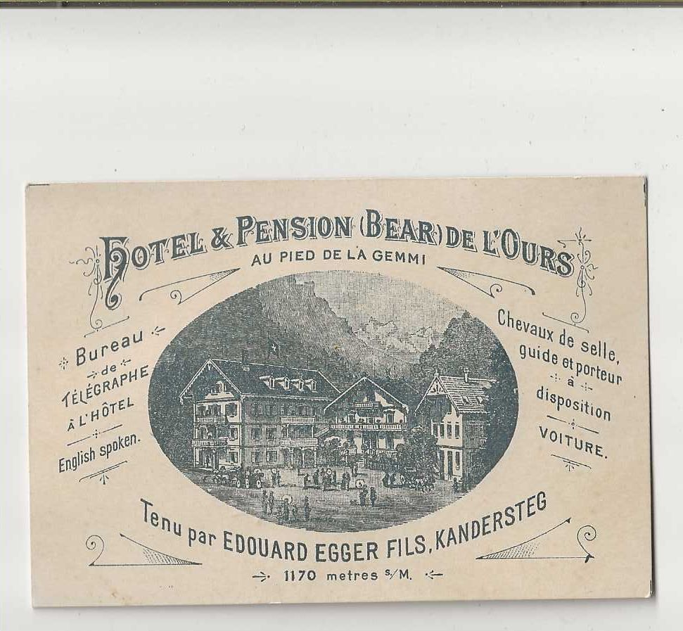 Stiche: Kandersteg, Hotelrechnung, ca 1902 – Gebraucht aus Spiez von Niesen20