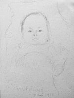 CUNO AMIET : Portrait de Vivienne, dessin mine de plomb 1958