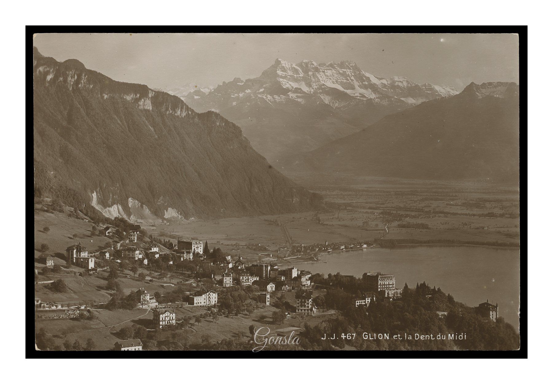 Cartoline postali: GLION - 1897 "Vue Générale et la Dent du Midi" – Usato da Onex venduto da gonsla01